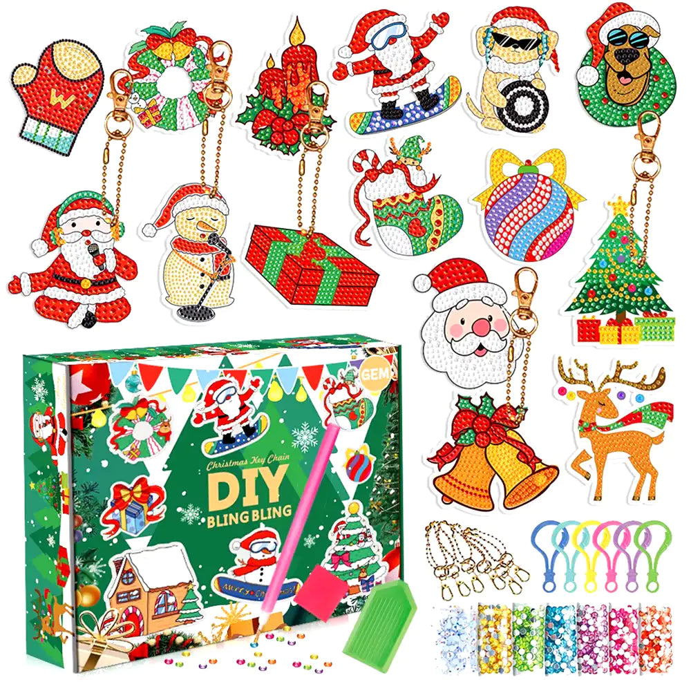Christmas Diamond Art Keychain Kit (5D DIY)