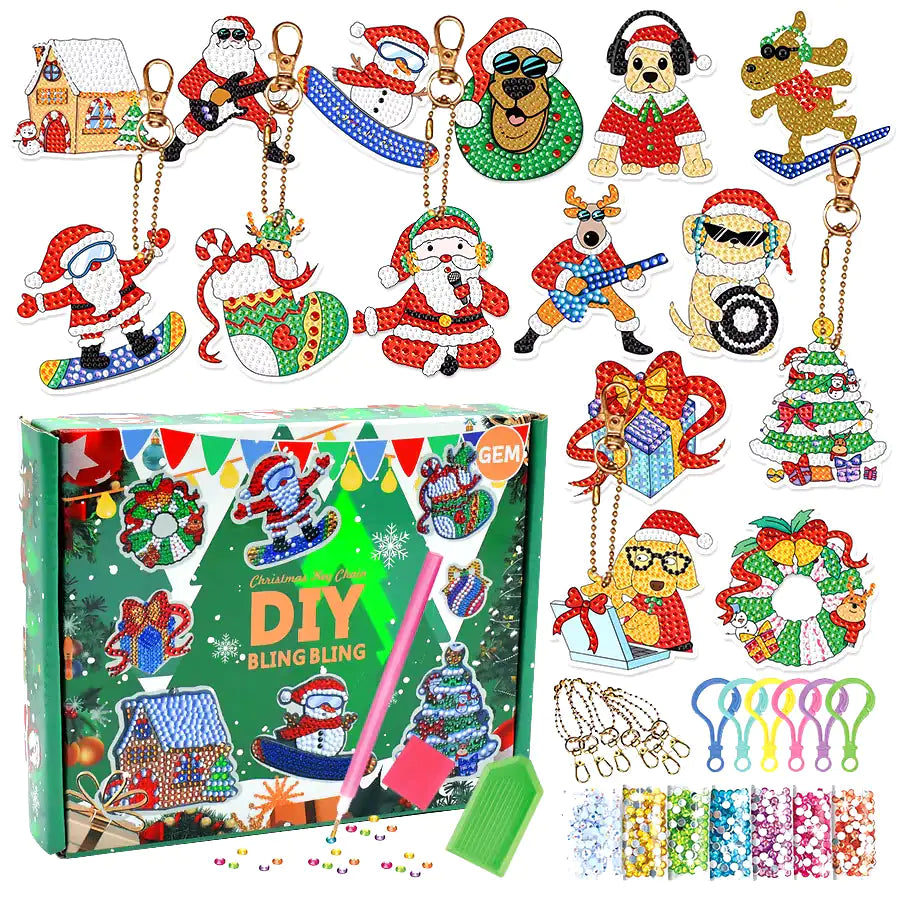 Christmas Diamond Art Keychain Kit (5D DIY)